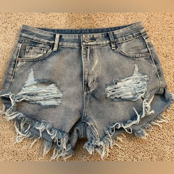 SHEIN Pants - SHEIN High-Waisted Distressed Denim Shorts – Size 32
